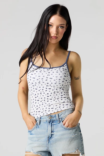 Ribbed Scoop Neck Cami with Built-in Cups
