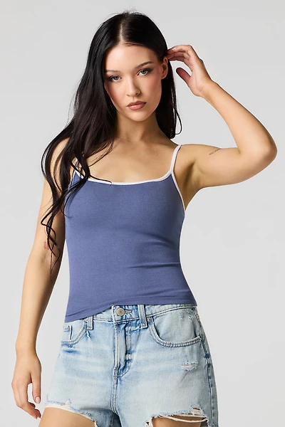 Ribbed Scoop Neck Cami with Built-in Cups
