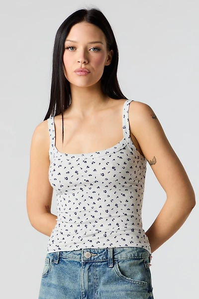 Ribbed Square Neck Tank