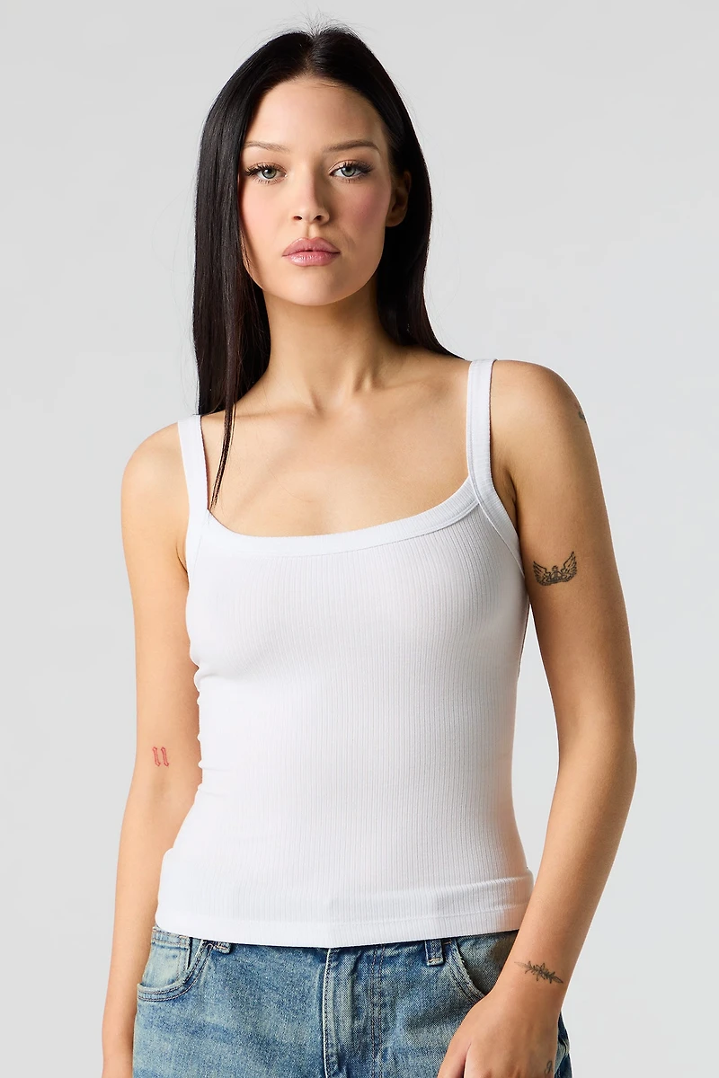 Ribbed Square Neck Tank