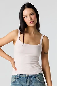 Débardeur côtelé à encolure carrée