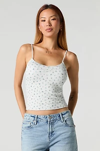 Cinched V-Neck Tank With Built-In Cups