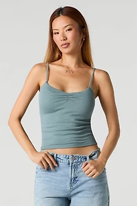 Cinched V-Neck Tank With Built-In Cups