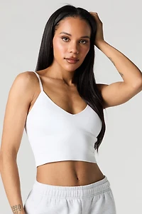 Seamless Ribbed V-Neck Cami with Built-In Cups