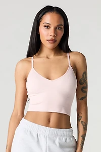 Camisole côtelée sans couture à encolure en V avec bonnets intégrés