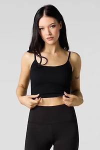 Seamless Ribbed Cropped Cami with Built-in Cups