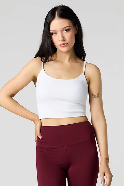Camisole côtelée écourtée sans couture à bonnets intégrés