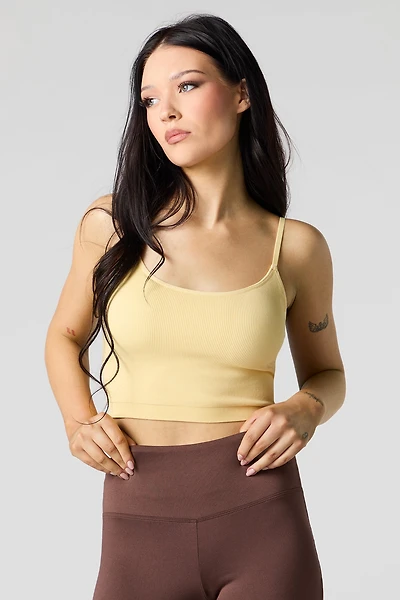 Camisole côtelée écourtée sans couture à bonnets intégrés