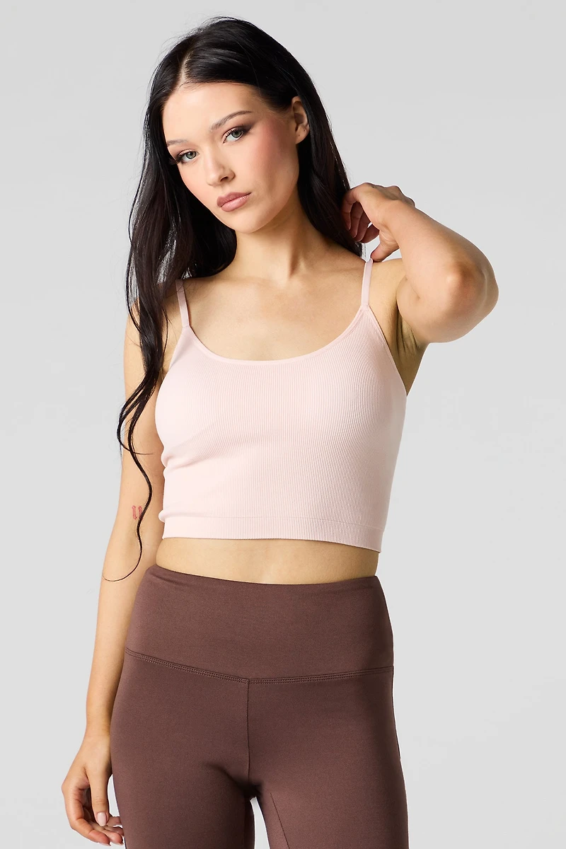 Camisole côtelée écourtée sans couture à bonnets intégrés