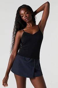 Seamless Ribbed Sweetheart Tank with Built-In Cups