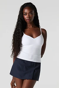 Camisole côtelée sans couture à bonnets intégrée et encolure en cur