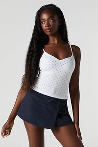 Camisole côtelée sans couture à bonnets intégrée et encolure en cur