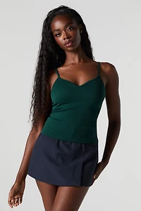 Seamless Ribbed Sweetheart Tank with Built-In Cups