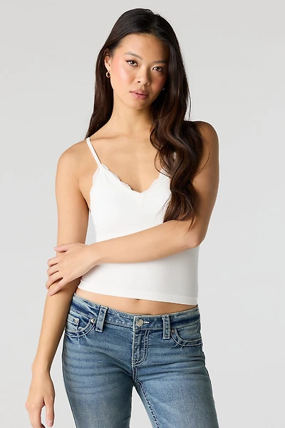 Camisole sans couture avec liséré de dentelle
