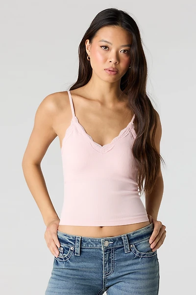 Seamless Lace Trim Cami
