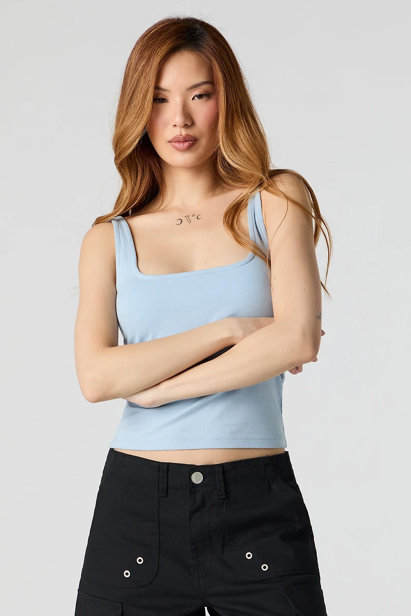 Square Neck Tank with Built-In Bra Cups