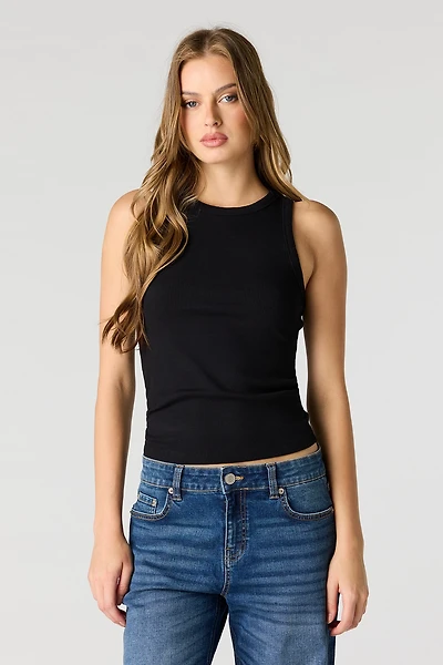 Ribbed High Neck Tank