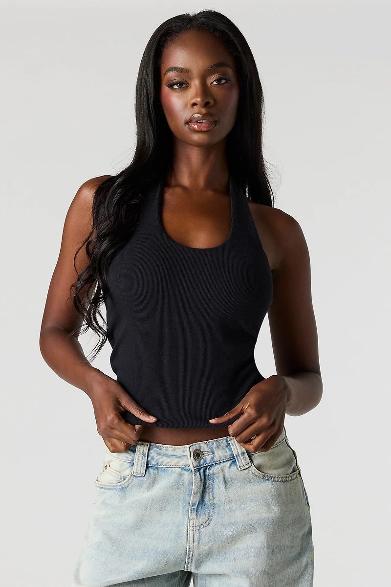 Braless Ribbed Halter Top
