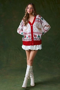 Cardigan en tricot jersey jacquard pour Noël