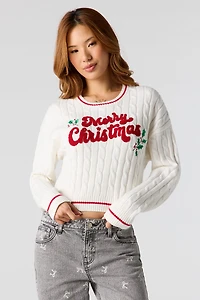 Merry Christmas Chenille Embroidered Sweater