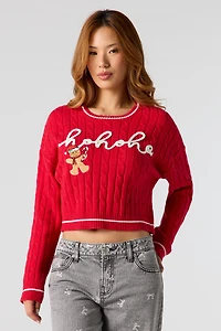 Ho Embroidered Christmas Sweater