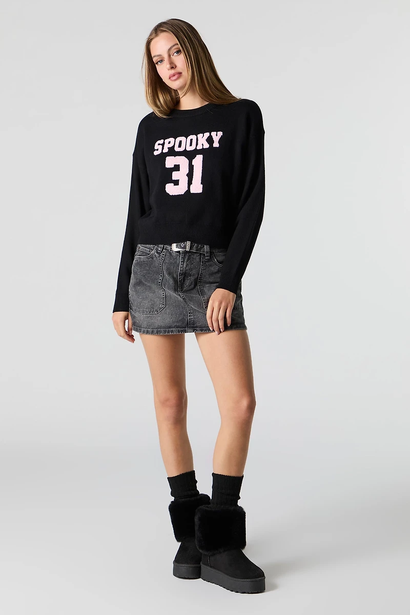Chandail surdimensionné en tricot de jacquard à imprimé Halloween