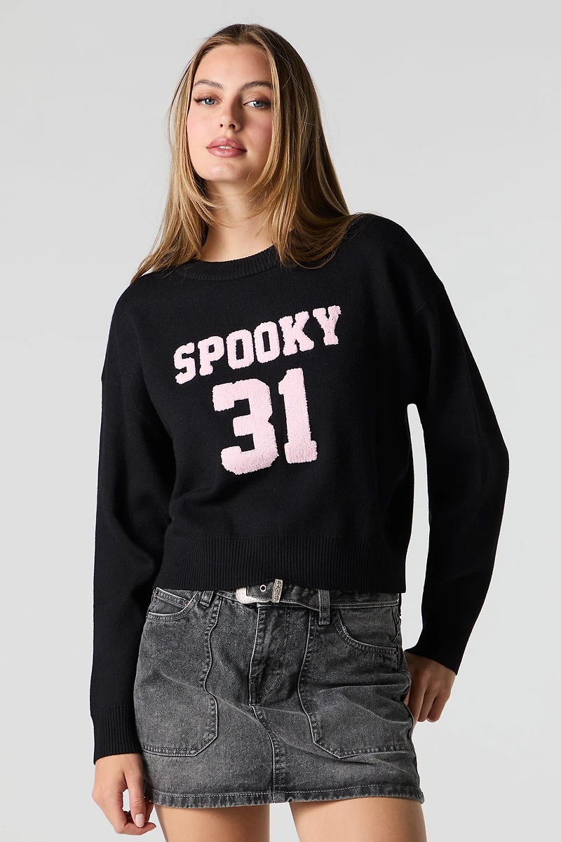 Chandail surdimensionné en tricot de jacquard à imprimé Halloween