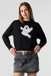 Chandail surdimensionné en tricot de jacquard à imprimé Halloween