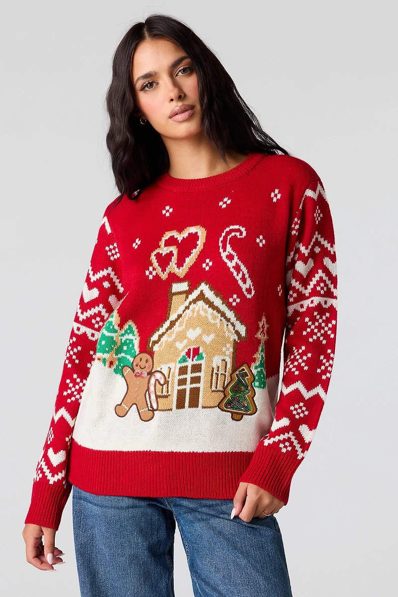 Gingerbread Jacquard Christmas Sweater