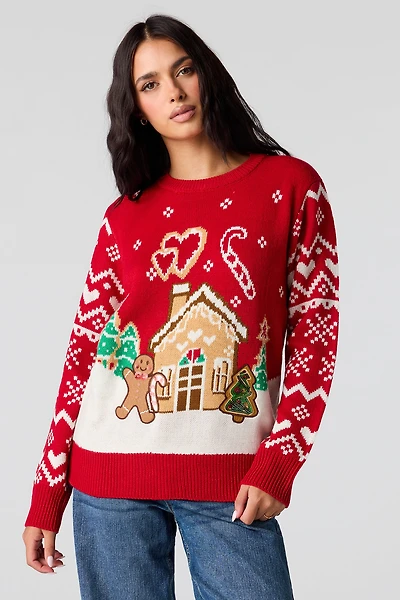 Gingerbread Jacquard Christmas Sweater