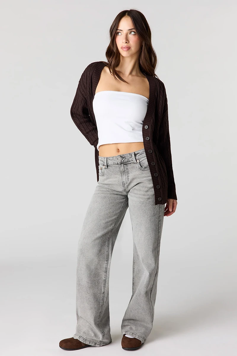 Paris Stretch High Rise Wide Leg Grey Jean