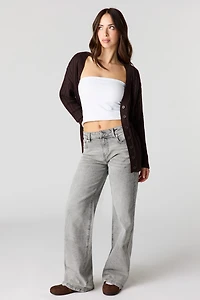 Paris Stretch High Rise Wide Leg Grey Jean