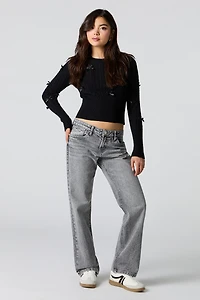 Low Rise Straight Leg Grey Jean