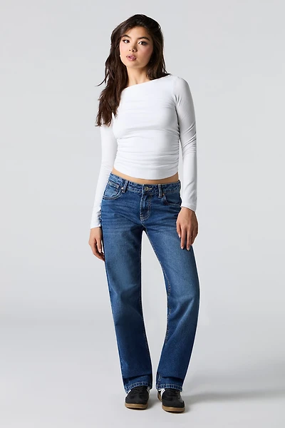 Low Rise Straight Leg Dark Jean