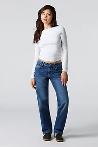 Low Rise Straight Leg Dark Jean