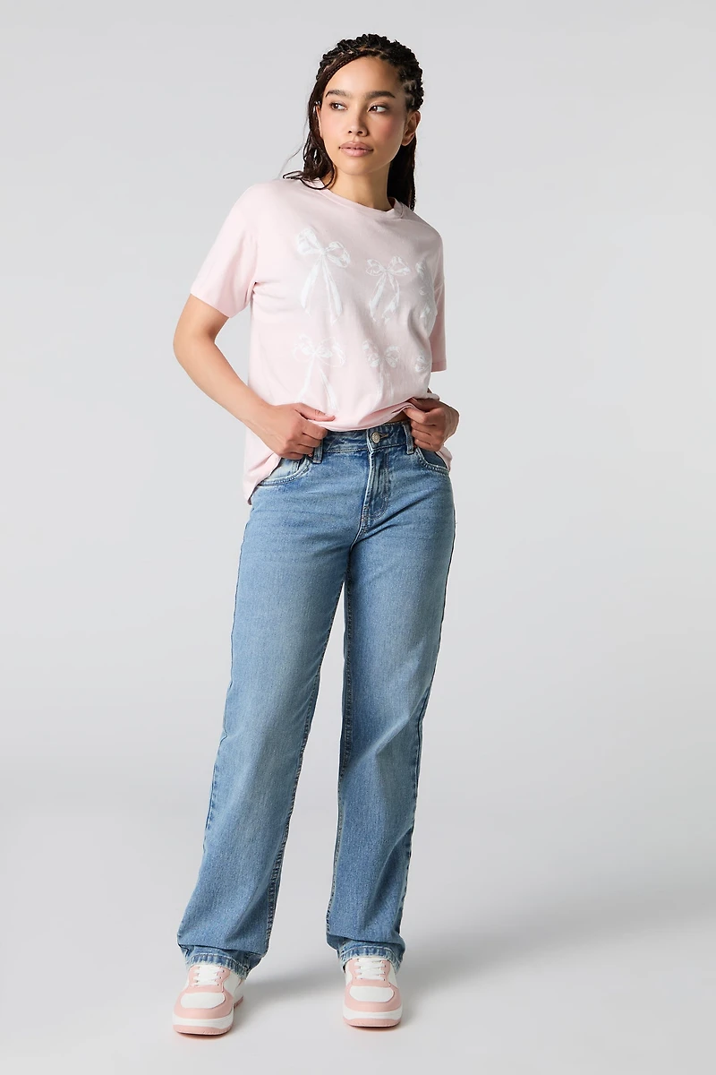 Jean mi-taille à jambe droite