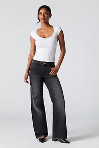 Stretch Baggy Washed Black Jean