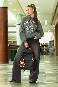 Stretch Baggy Washed Black Jean