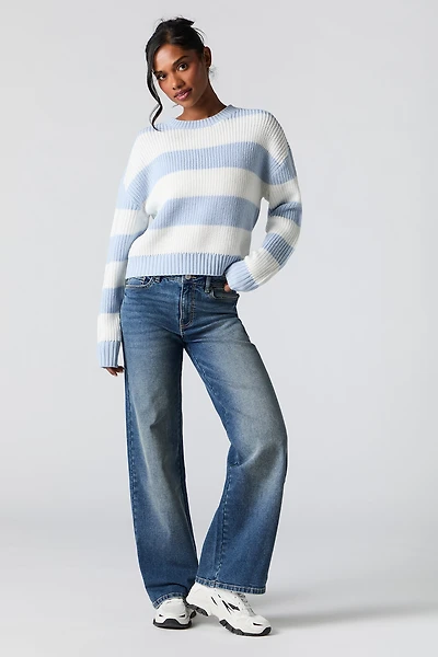 Jean extensible à jambe large délavé foncé vintage