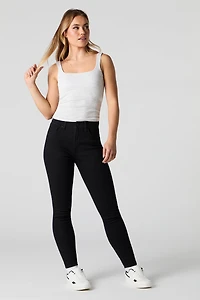 Jean ajusté extensible taille haute noir