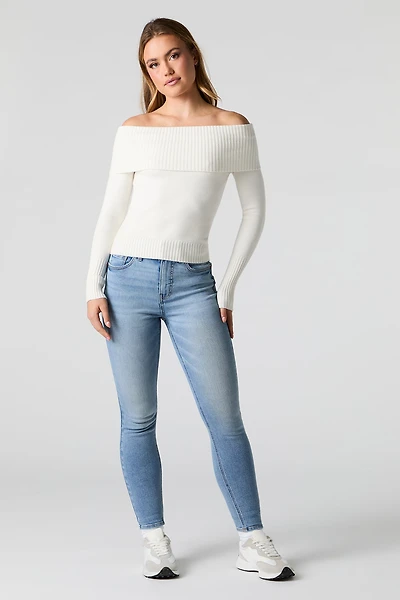 Jean ajusté extensible taille haute moyen