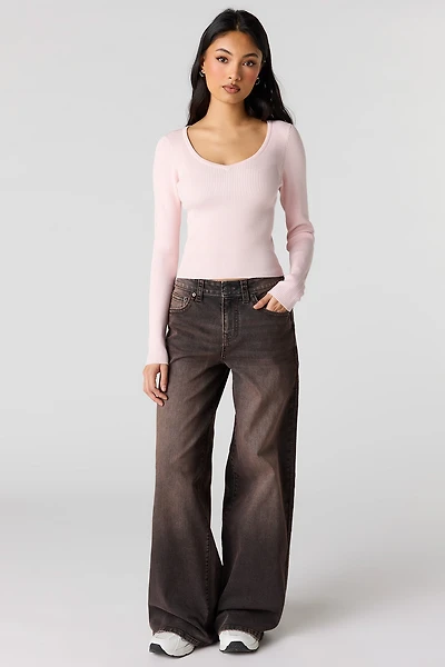 Soho Stretch Mid Rise Super Baggy Latte Jean