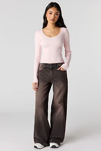 Soho Stretch Mid Rise Super Baggy Latte Jean