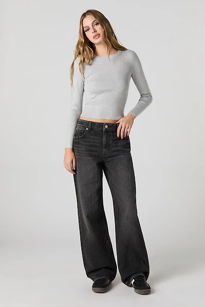 High Rise Wide Leg Black Jean
