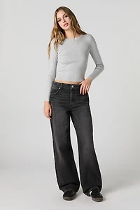 High Rise Wide Leg Black Jean