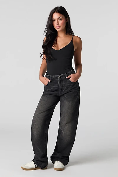 Wide Leg Washed Black Jean
