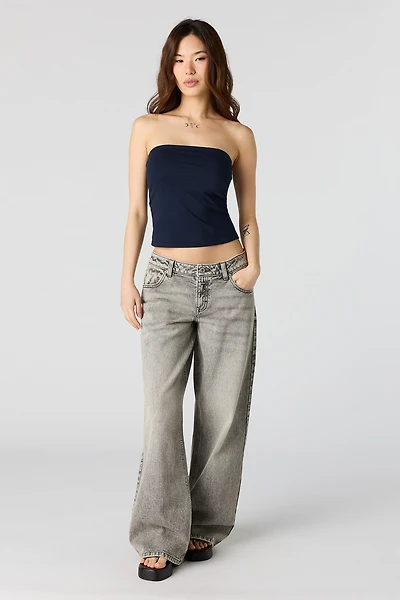 Jean super baggy gris à taille basse