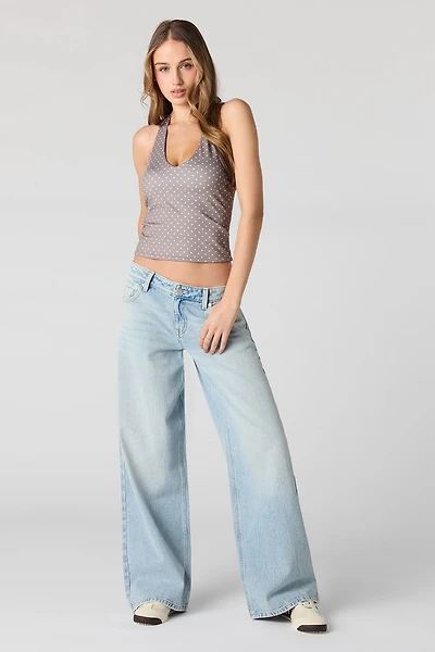 Jean super baggy denim pâle à taille basse