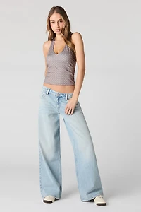 Jean super baggy denim pâle à taille basse