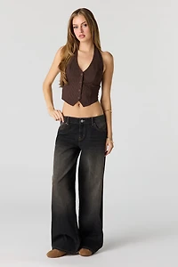 London Low Rise Super Baggy Washed Black Jean